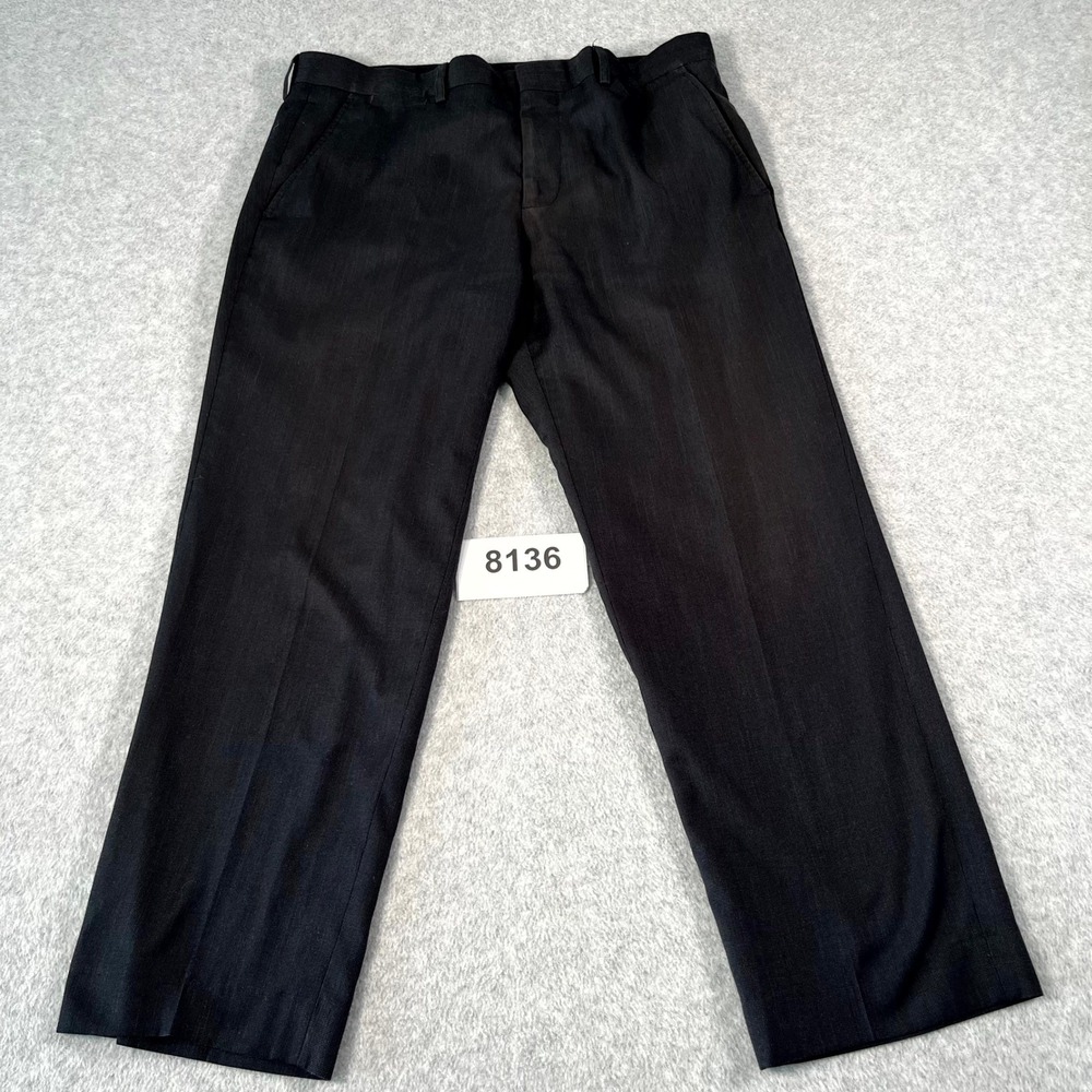 J.Ferrar Dress Pants Mens 34x29 Black Slim Fit‎ Flat Front Formal Business